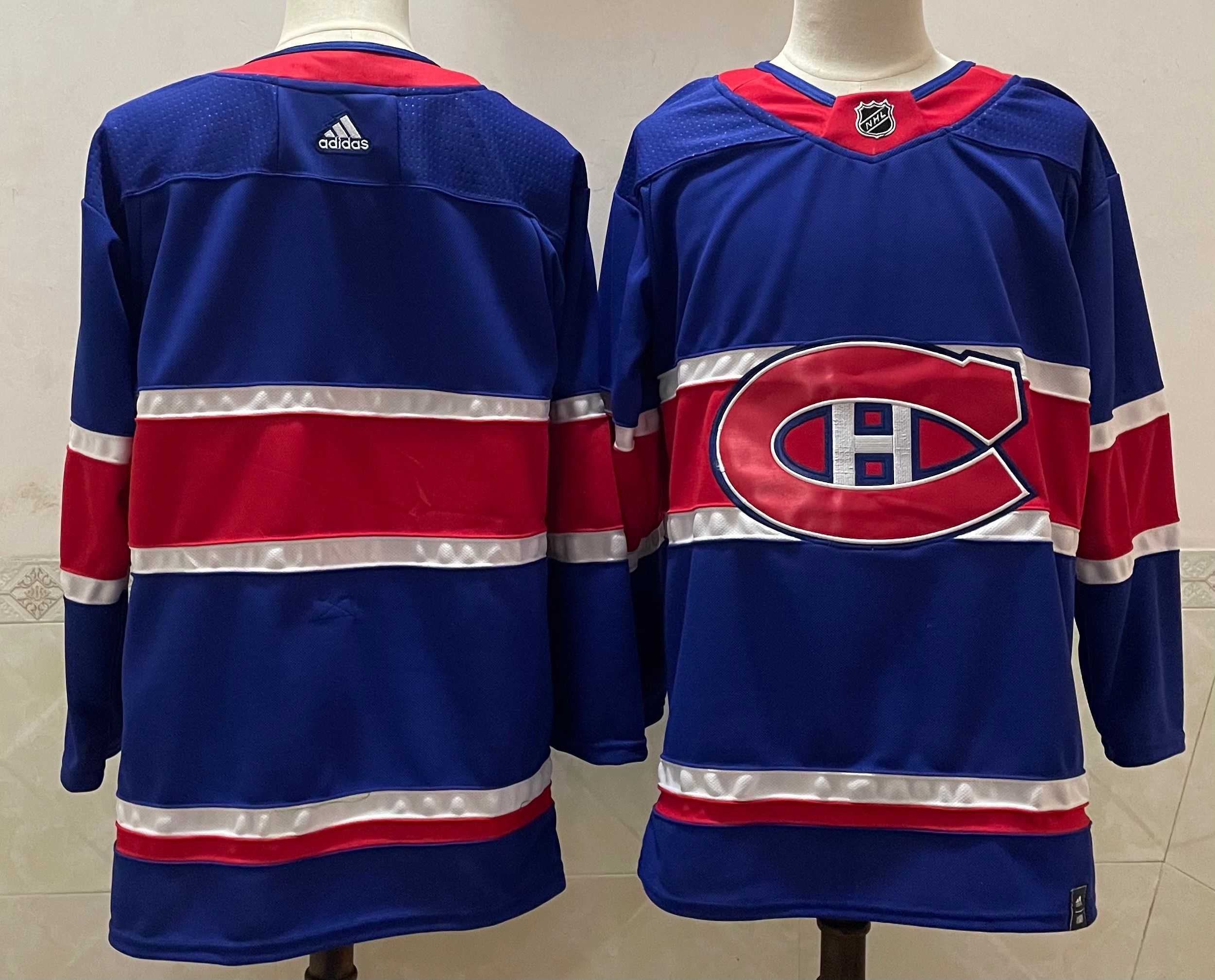 Men Montreal Canadiens Blank Blue Throwback Authentic Stitched 2020 Adidias NHL Jersey